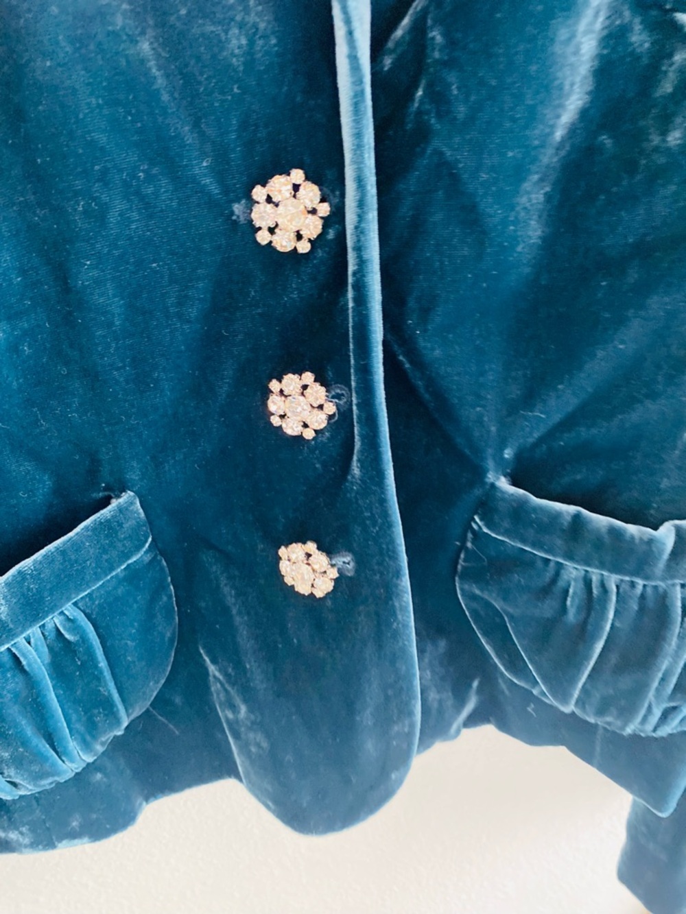 Banana Republic NWT Velvet Blue Blazer Jacket Jeweled Buttons Size 4 Whimsigoth - Picture 3 of 7